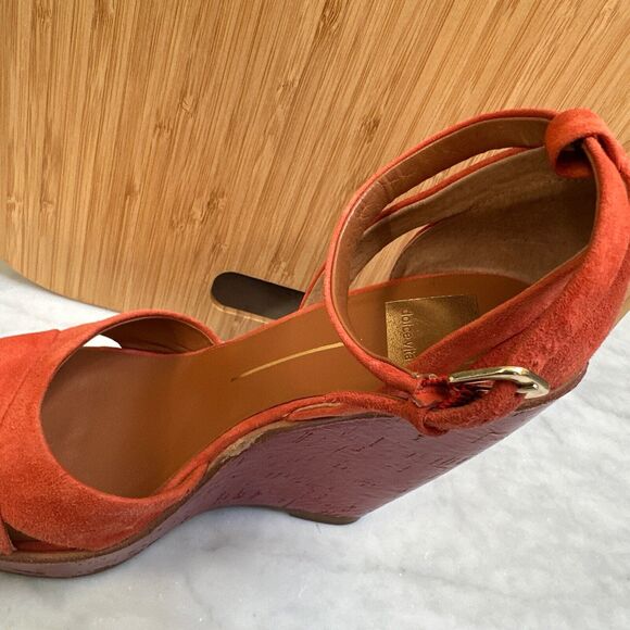 Dolce Vita Platform Wedge Heels Nubuck Size 8M Red/Orange - Picture 8 of 15